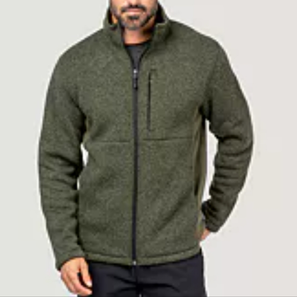 L.L. Bean Men's Green Fleece Slightly Fitted Zip-Up Sweater Jacket Size XXL TALL